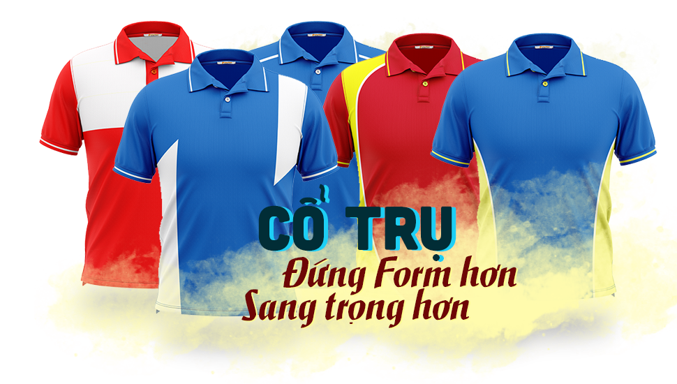 Áo thun đồng phục cổ trụ form đứng, sang trọng hơn