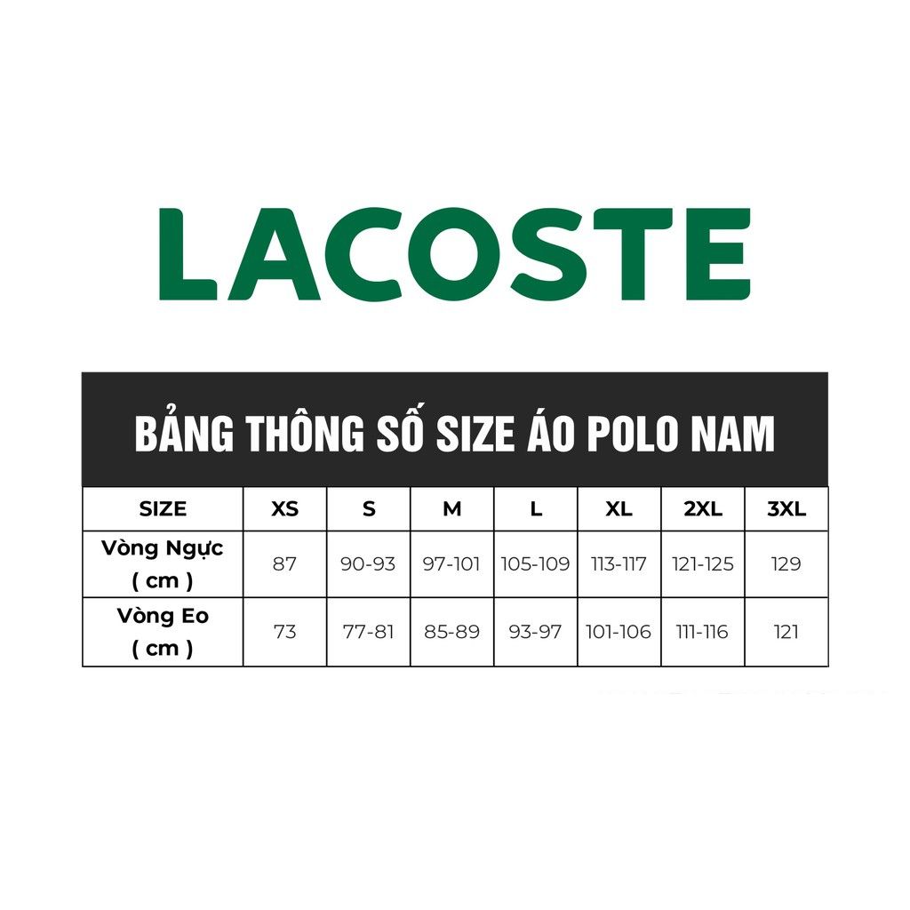 Size áo lacoste nam