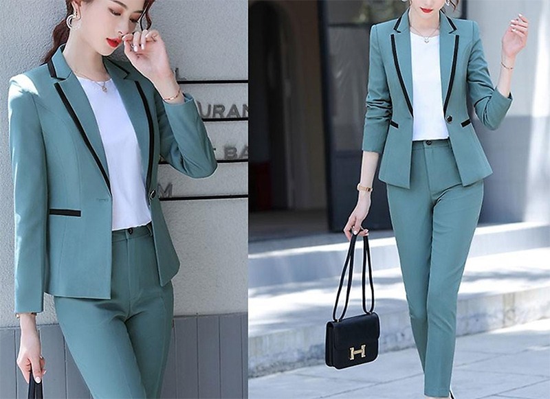 Mẫu áo vest nữ công sở cổ cách tân