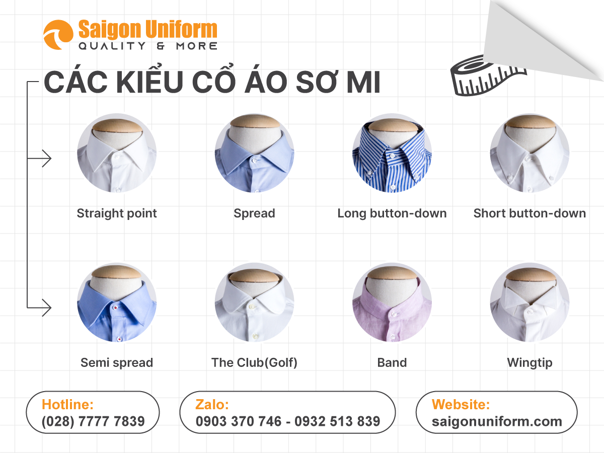 Các kiểu cổ áo sơ mi đồng phục công sở