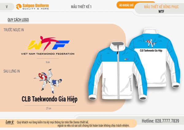 May áo khoác gió CLB Taekwondo Gia Hiệp