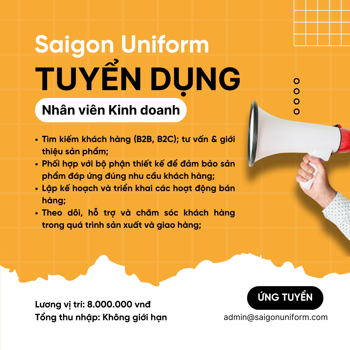 Saigon Uniform tuyển dụng nhân viên kinh doanh