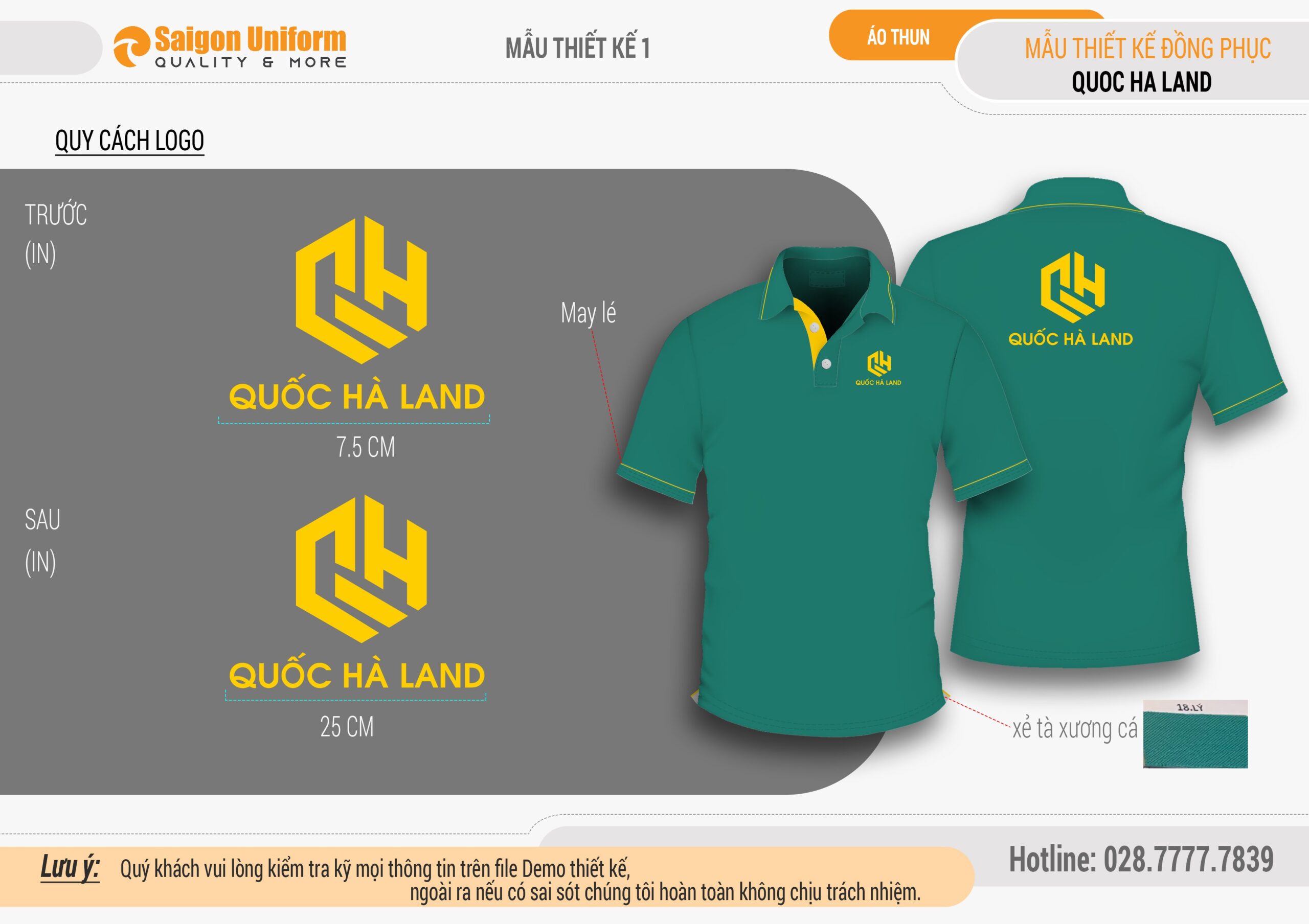 May áo thun đồng phục công ty Quốc Hà Land tại Bình Dương