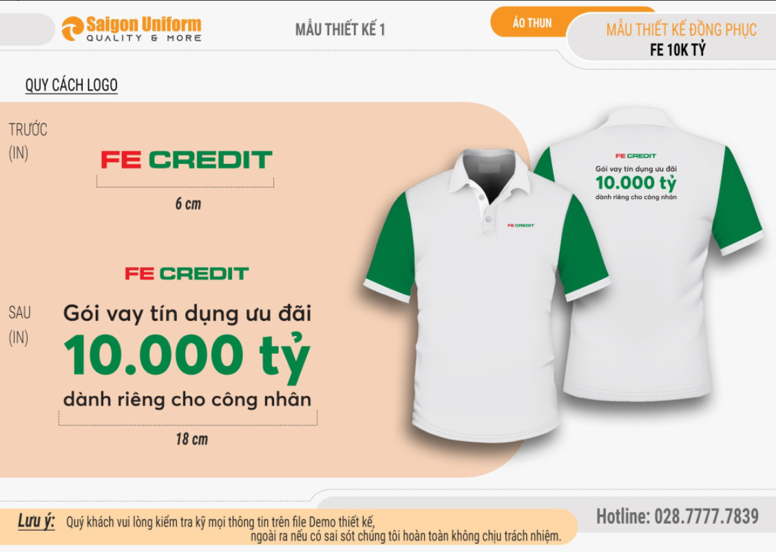 Mẫu áo thun Fe Credit 10.000 tỉ||