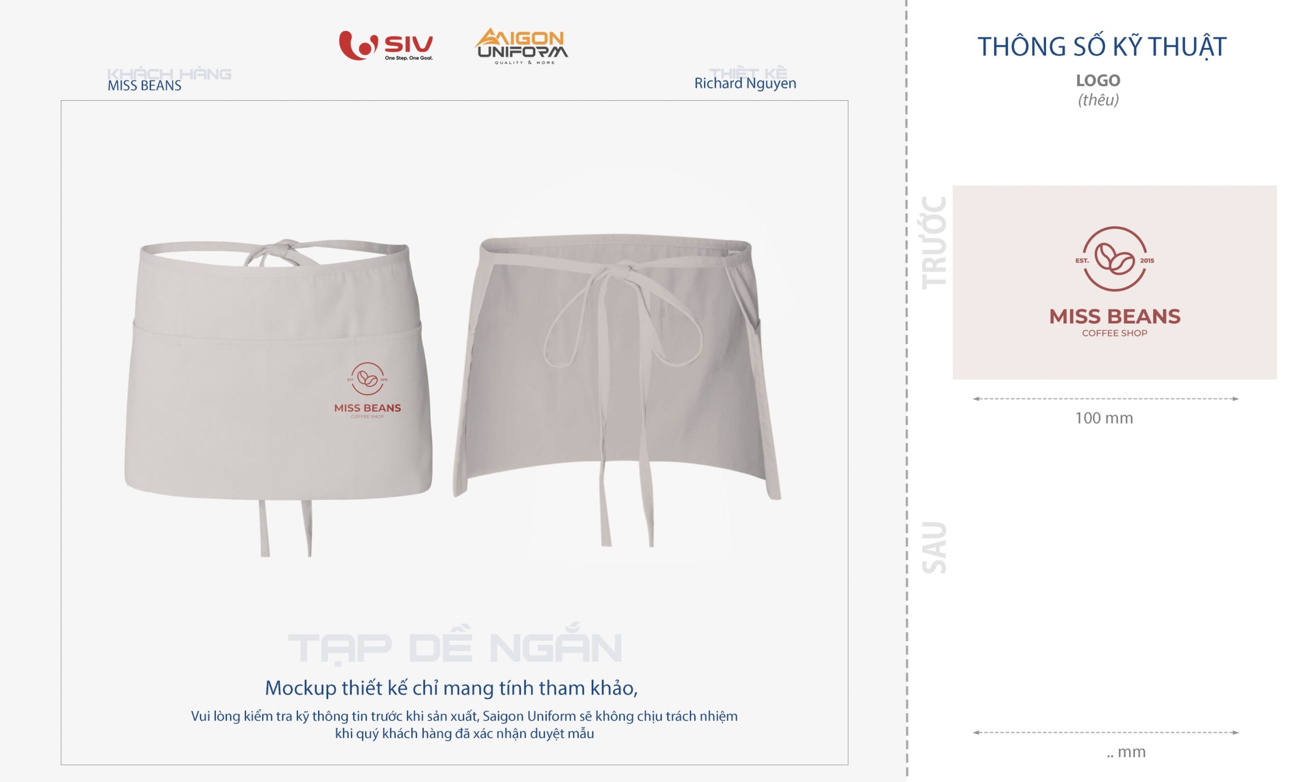 May tạp dề đồng phục quán ăn, quán cà phê