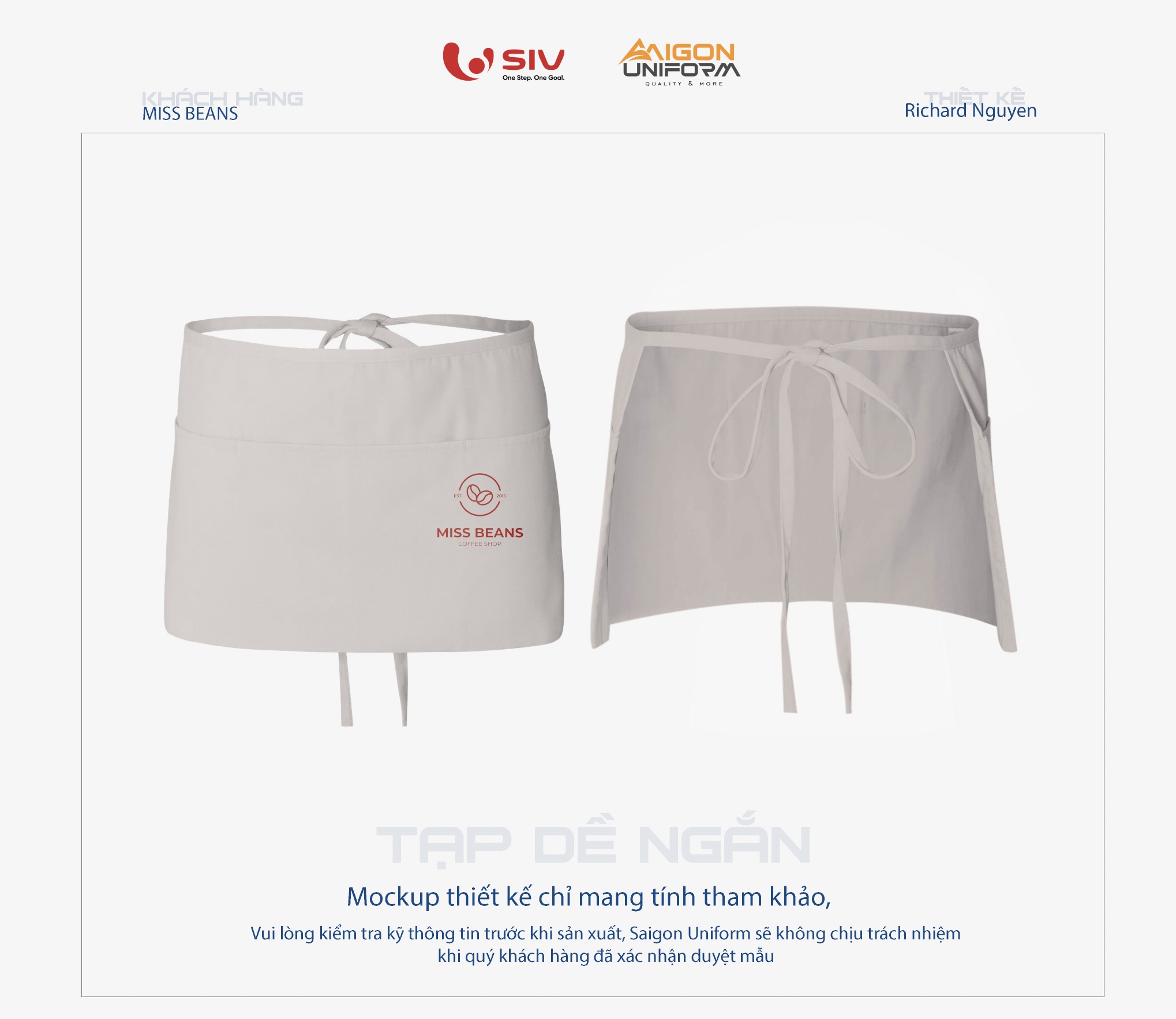 May tạp dề đồng phục quán ăn, quán cà phê