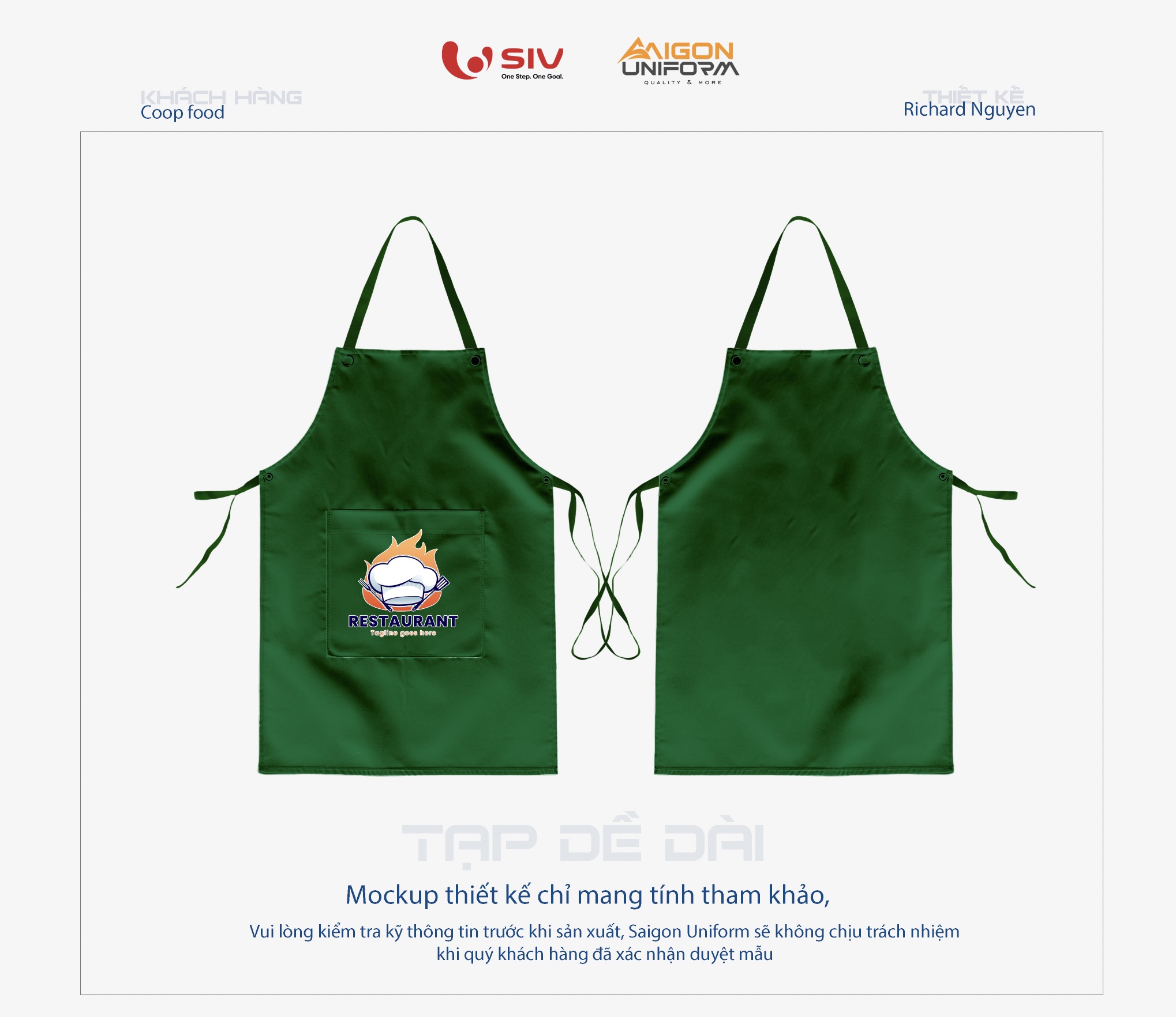 May tạp dề đồng phục quán ăn Restaurant