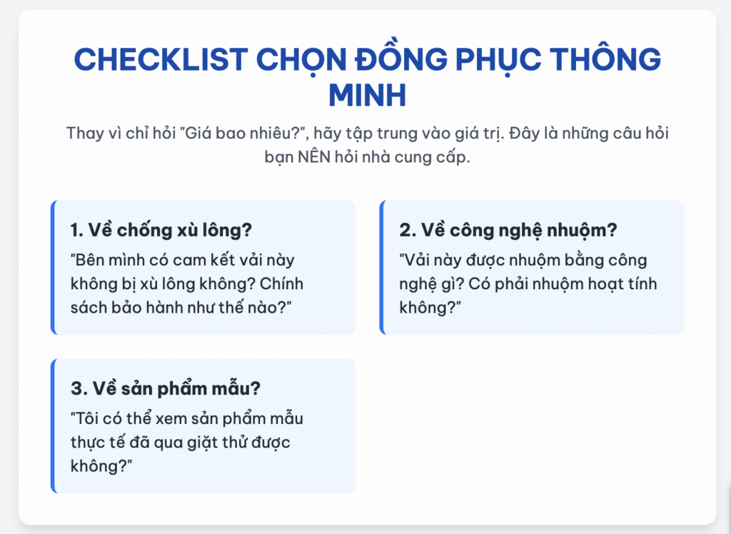 Checklist chọn đồng phục chất lượng 