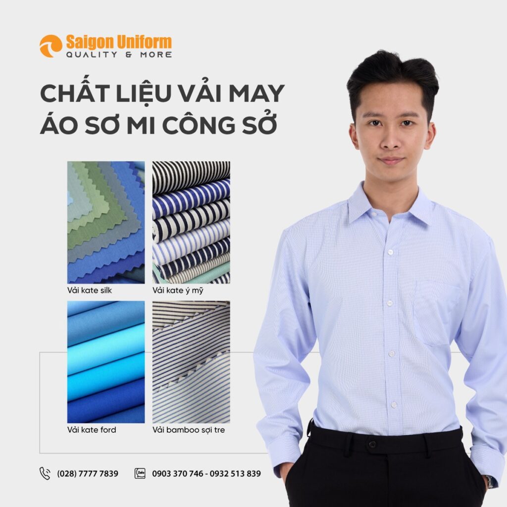 Chất liệu may áo sơ mi đồng phục 
