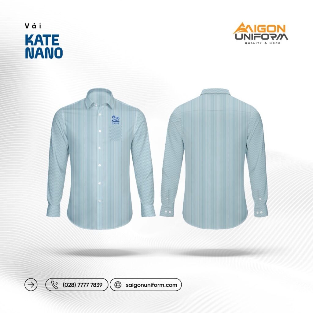 Màu xanh da trời trong may áo sơ mi công sở