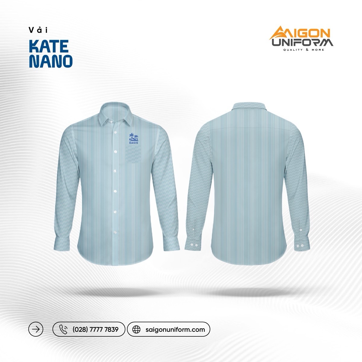 Màu xanh da trời trong may áo sơ mi công sở