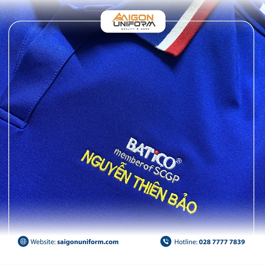 Thêu logo trên áo thun đồng phục