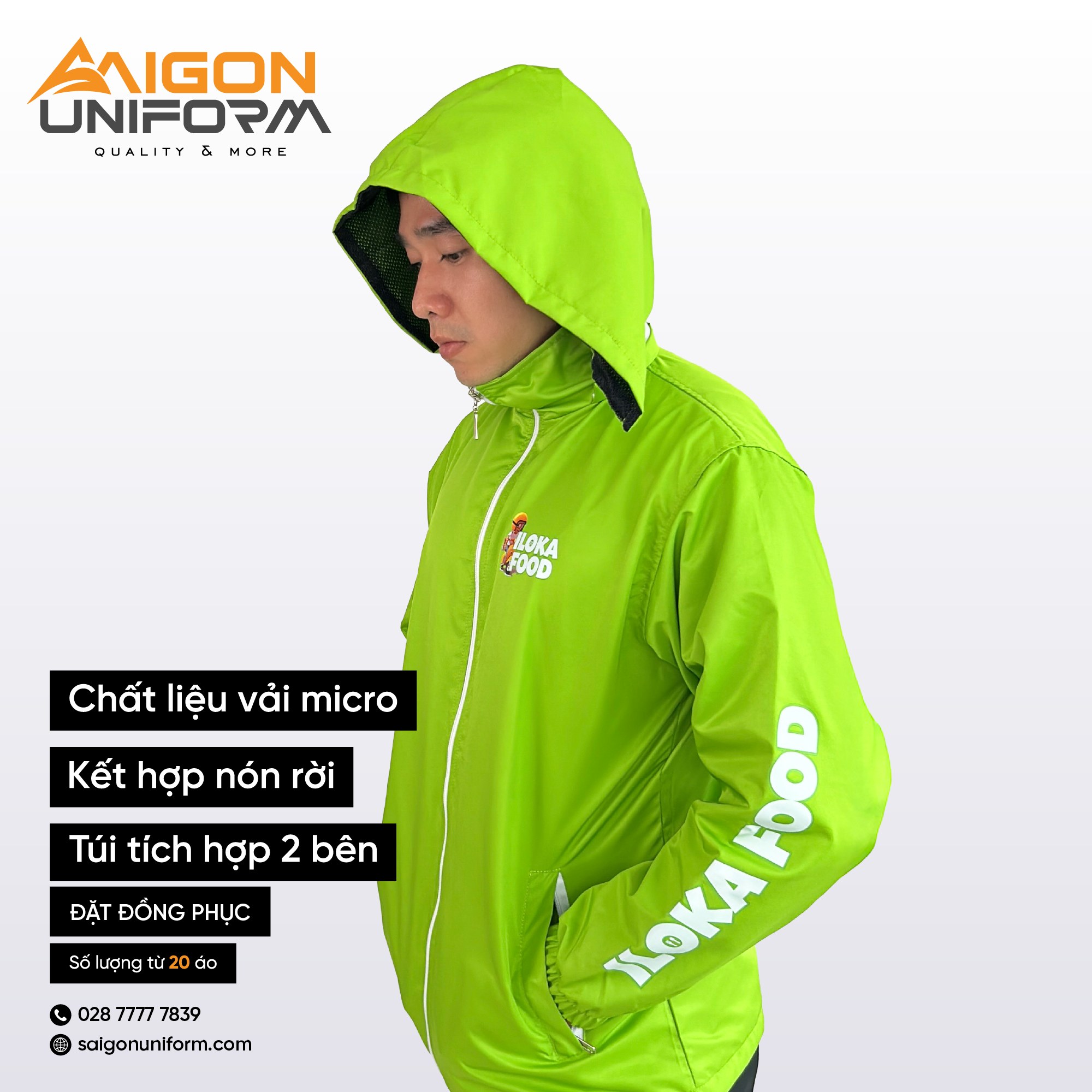 Mẫu áo khoác đồng phục doanh nghiệp in logo do Saigon Uniform sản xuất