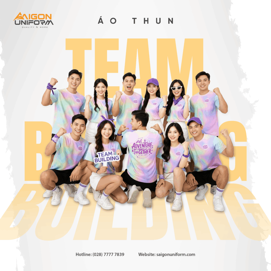 May áo thun team team building công ty 2026