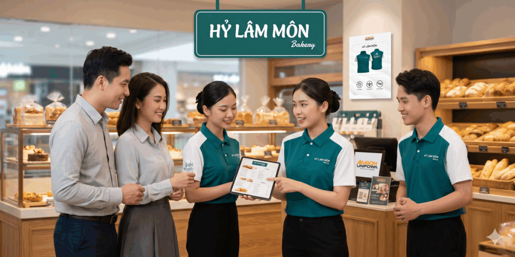 Áo thun đồng phục bánh Hỷ Lâm Môn