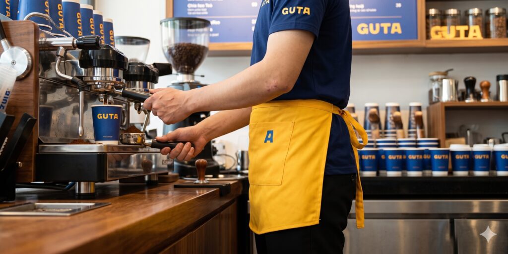 May tạp dề đồng phục dáng ngắn F&B