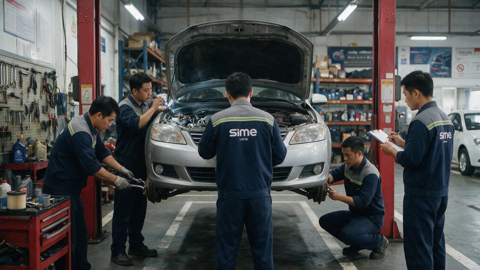 Công nhân kỹ thuật UMW mặc đồng phục bảo hộ lao động có phản quang do Saigon Uniform sản xuất