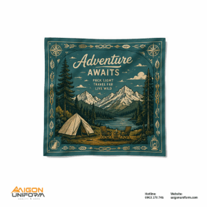 Khăn Bandana In Logo Camping “Adventure Awaits”