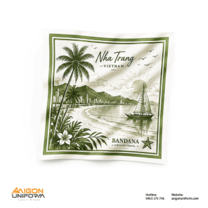 Khăn Bandana In Logo Du Lịch Nha Trang (Vintage)