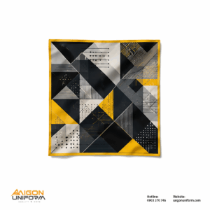 Khăn Bandana In Logo Họa Tiết Trừu Tượng Vàng – Đen
