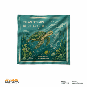Khăn Bandana In Logo Môi Trường “Clean Oceans Brighter Future”