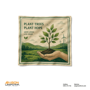 Khăn Bandana In Logo Môi Trường “Plant Trees Plant Hope”