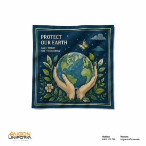 Khăn Bandana In Logo Môi Trường “Protect Our Earth”